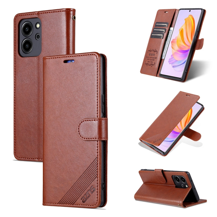 For Honor 80 SE AZNS Sheepskin Texture Flip Leather Phone Case(Brown) by AZNS