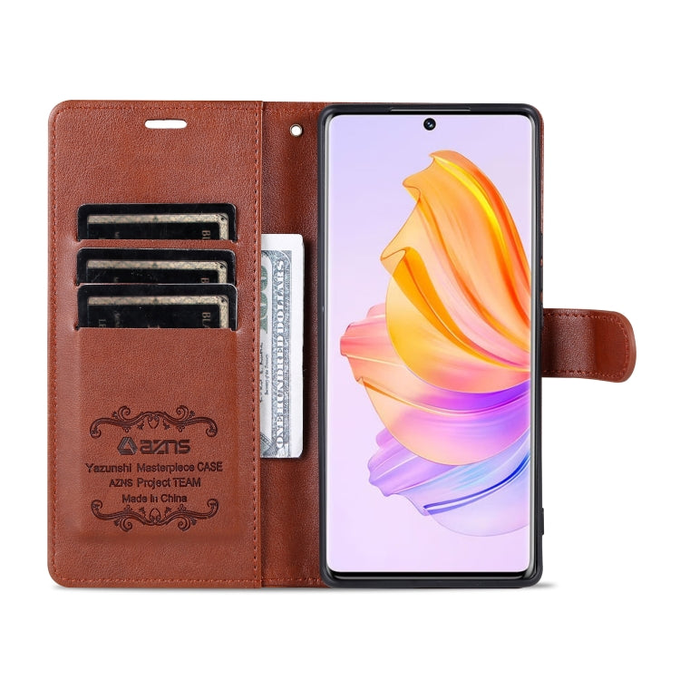 For Honor 80 SE AZNS Sheepskin Texture Flip Leather Phone Case(Brown) by AZNS
