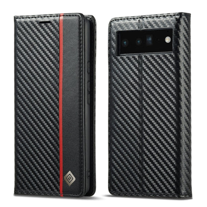 For Google Pixel 6a LC.IMEEKE Carbon Fiber Leather Phone Case(Vertical Black) by LC.IMEEKE