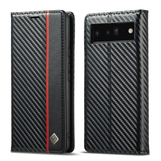 For Google Pixel 6a LC.IMEEKE Carbon Fiber Leather Phone Case(Vertical Black) by LC.IMEEKE