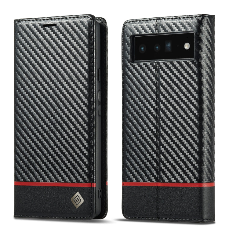 For Google Pixel 6a LC.IMEEKE Carbon Fiber Leather Phone Case(Horizontal Black) by LC.IMEEKE
