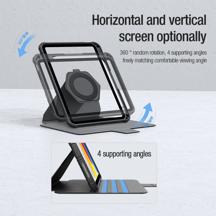 For iPad 2025 / 2022 NILLKIN Bumper Snapsafe Multifunctional Leather Tablet Case with Pen Slot(Blue) by NILLKIN