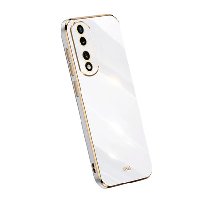 For Honor 80 Pro Flat XINLI Straight Edge 6D Electroplate TPU Phone Case(White) by XINLI