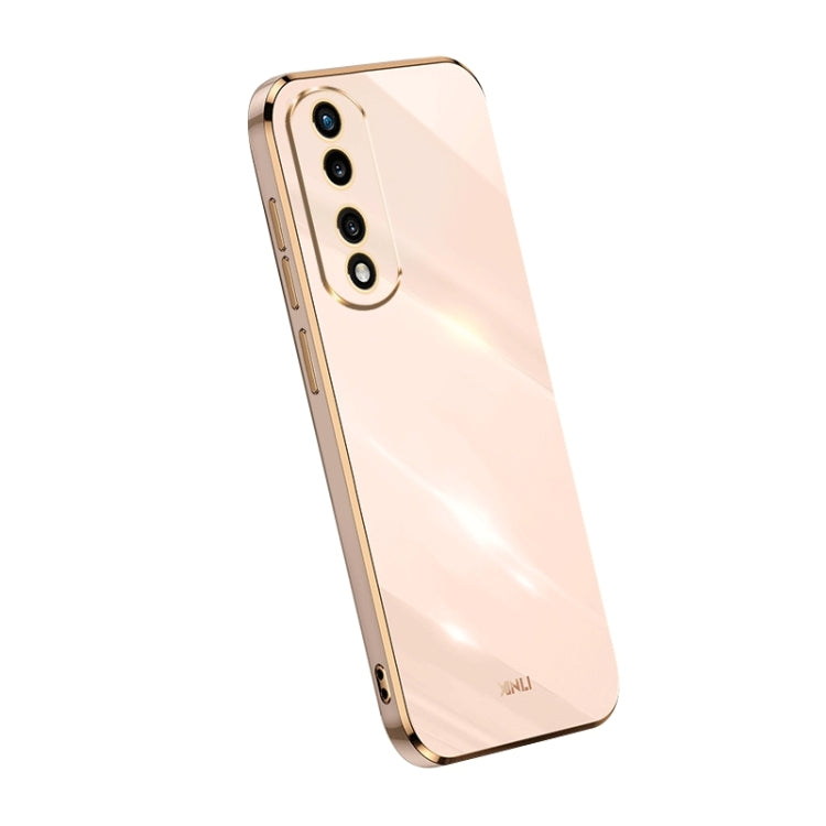 For Honor 80 Pro Flat XINLI Straight Edge 6D Electroplate TPU Phone Case(Pink) by XINLI