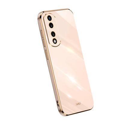 For Honor 80 Pro Flat XINLI Straight Edge 6D Electroplate TPU Phone Case(Pink) by XINLI