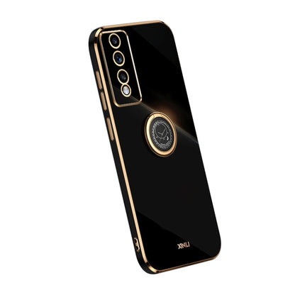 For Honor 80 GT 5G XINLI Straight Edge 6D Electroplate TPU Phone Case with Ring Holder(Black) by XINLI