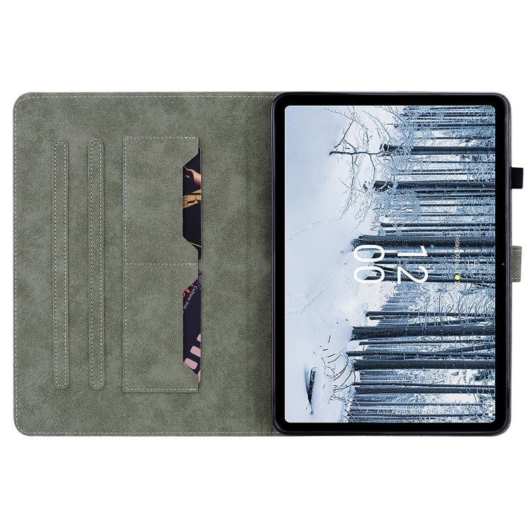 For Nokia T21 Tiger Pattern Flip Leather Tablet Case(Grey) by bashfashion