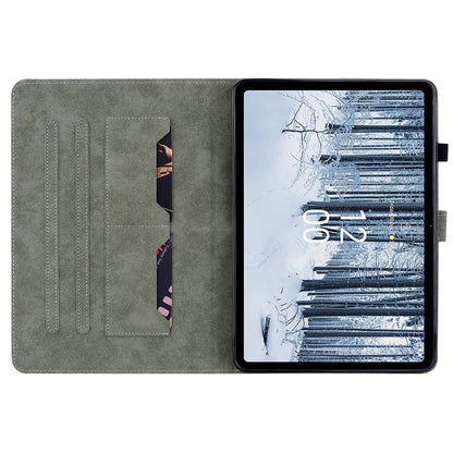 For Nokia T21 Tiger Pattern Flip Leather Tablet Case(Grey) by bashfashion