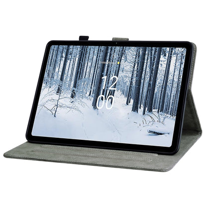 For Nokia T21 Tiger Pattern Flip Leather Tablet Case(Grey) by bashfashion