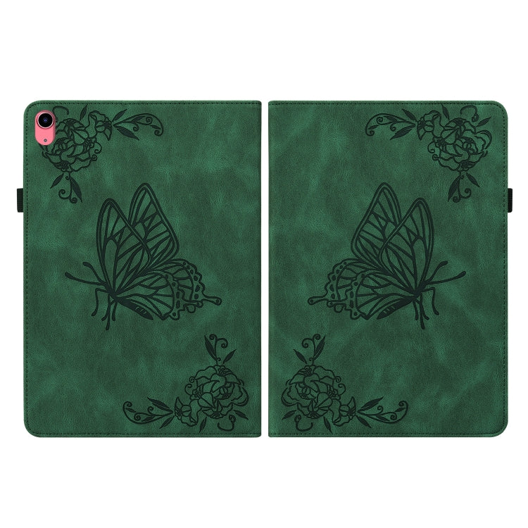 For iPad 2025 / 2022 Butterfly Flower Embossed Leather Tablet Case(Green) by bashfashion