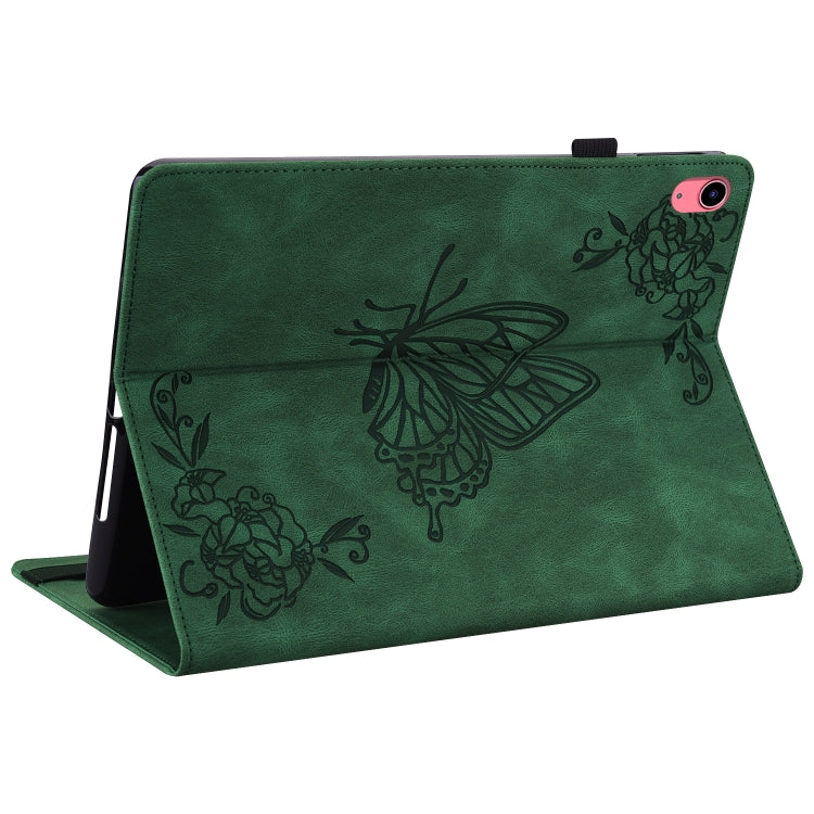 For iPad 2025 / 2022 Butterfly Flower Embossed Leather Tablet Case(Green) by bashfashion