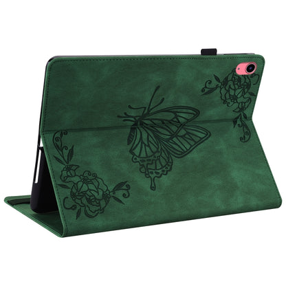For iPad 2025 / 2022 Butterfly Flower Embossed Leather Tablet Case(Green) by bashfashion