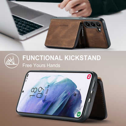 For Samsung Galaxy S24 5G JEEHOOD Magnetic Zipper Horizontal Flip Leather Phone Case(Brown) by JEEHOOD