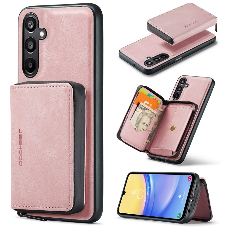For Samsung Galaxy A15 5G JEEHOOD Magnetic Zipper Horizontal Flip Leather Phone Case(Pink) by JEEHOOD
