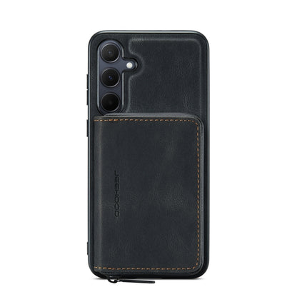 For Samsung Galaxy A55 5G JEEHOOD Magnetic Zipper Horizontal Flip Leather Phone Case(Black) by JEEHOOD
