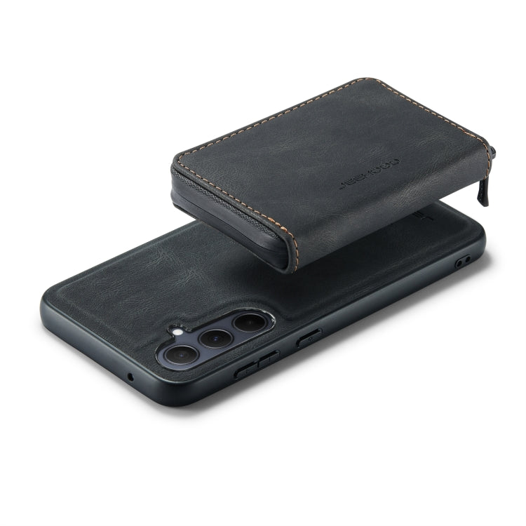 For Samsung Galaxy A55 5G JEEHOOD Magnetic Zipper Horizontal Flip Leather Phone Case(Black) by JEEHOOD