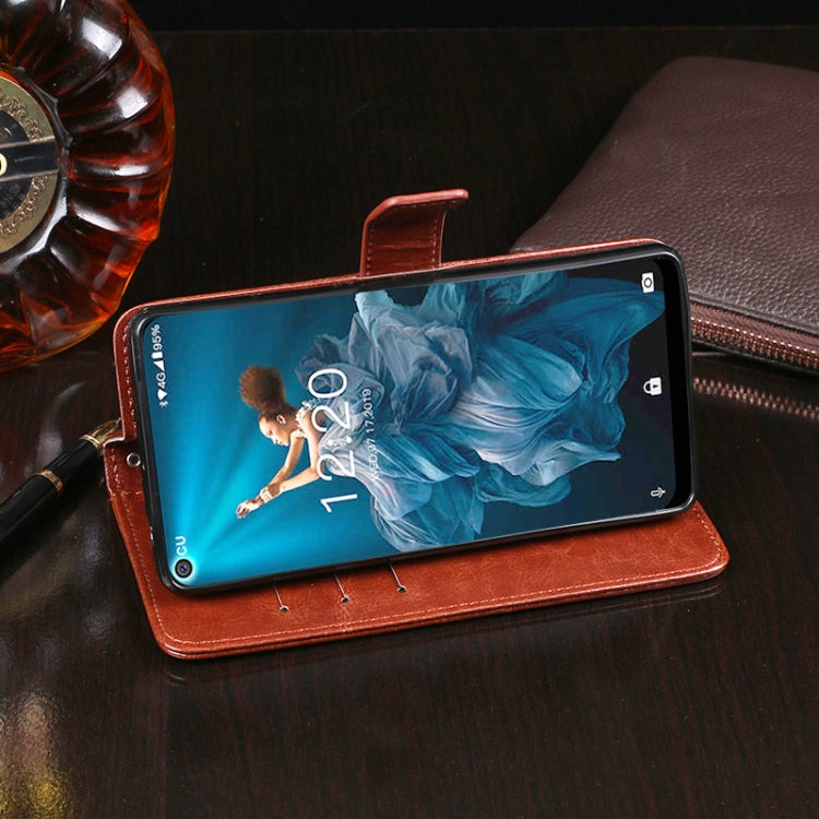 For Oukitel C17 Pro idewei Crazy Horse Texture Horizontal Flip Leather Case with Holder & Card Slots & Wallet(Dark Blue) by idewei