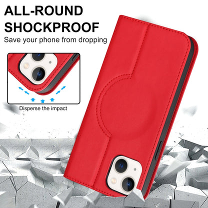 For iPhone 14 Rhombic MagSafe RFID Anti-Theft Wallet Leather Phone Case(Red) by bashfashion