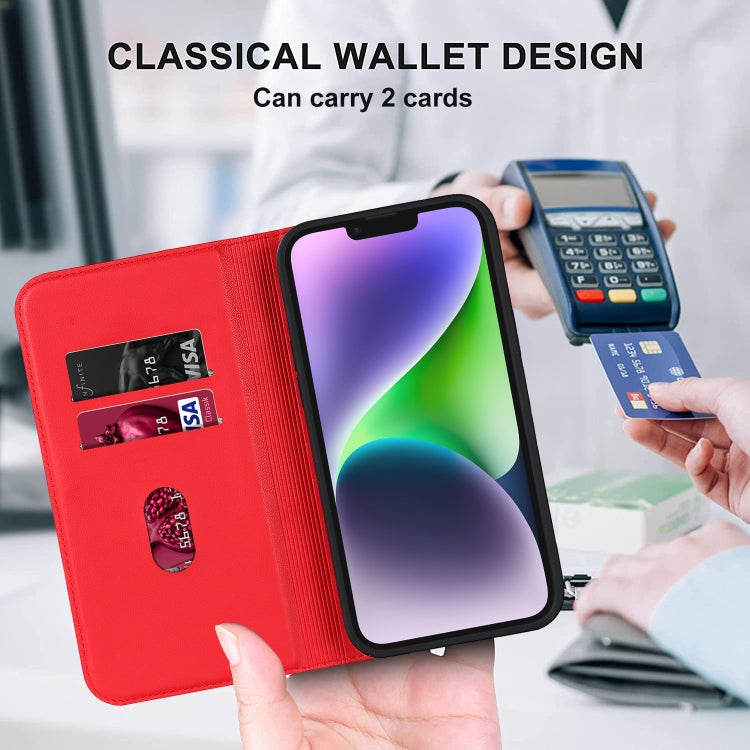 For iPhone 14 Rhombic MagSafe RFID Anti-Theft Wallet Leather Phone Case(Red) by bashfashion