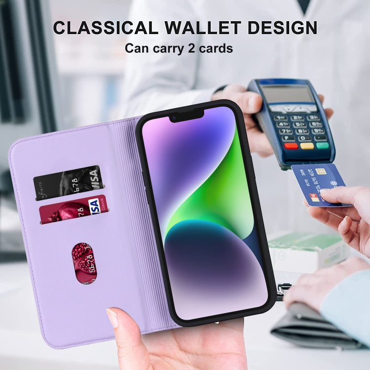 For iPhone 14 Rhombic MagSafe RFID Anti-Theft Wallet Leather Phone Case(Purple) by bashfashion