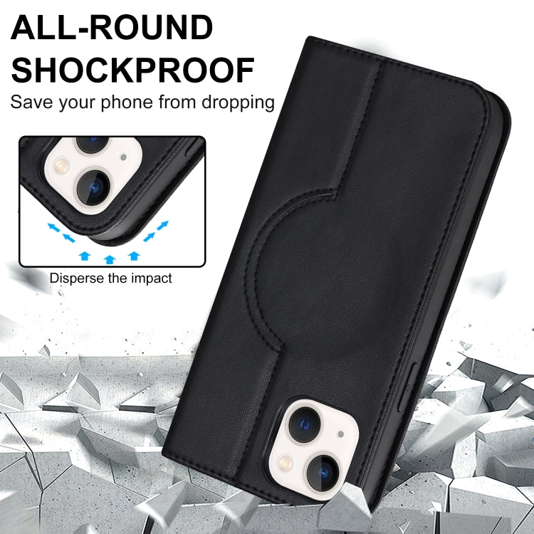 For iPhone 14 Plus Rhombic MagSafe RFID Anti-Theft Wallet Leather Phone Case(Black) by bashfashion