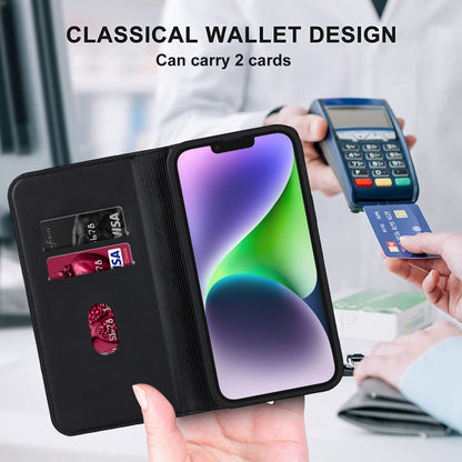 For iPhone 14 Plus Rhombic MagSafe RFID Anti-Theft Wallet Leather Phone Case(Black) by bashfashion