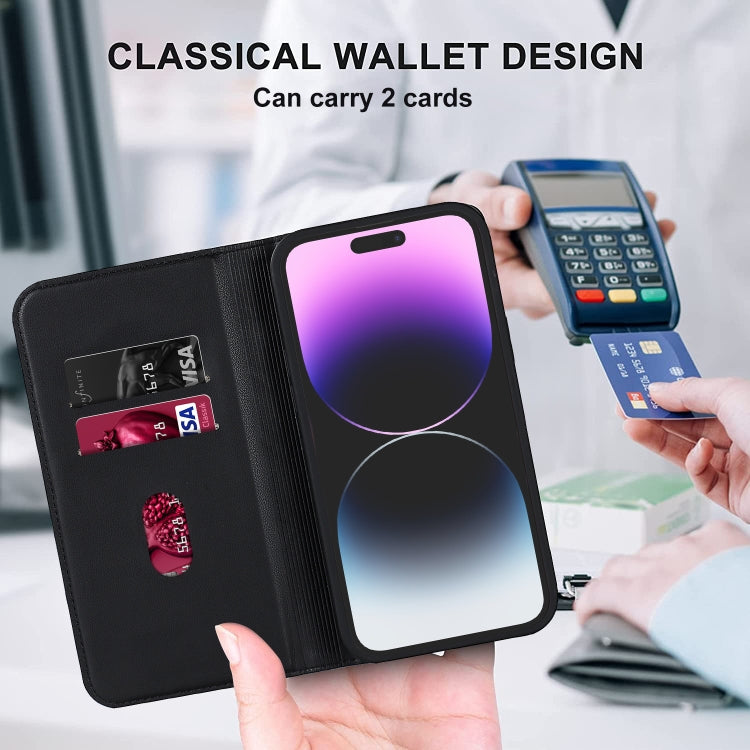 For iPhone 14 Pro Rhombic MagSafe RFID Anti-Theft Wallet Leather Phone Case(Black) by bashfashion