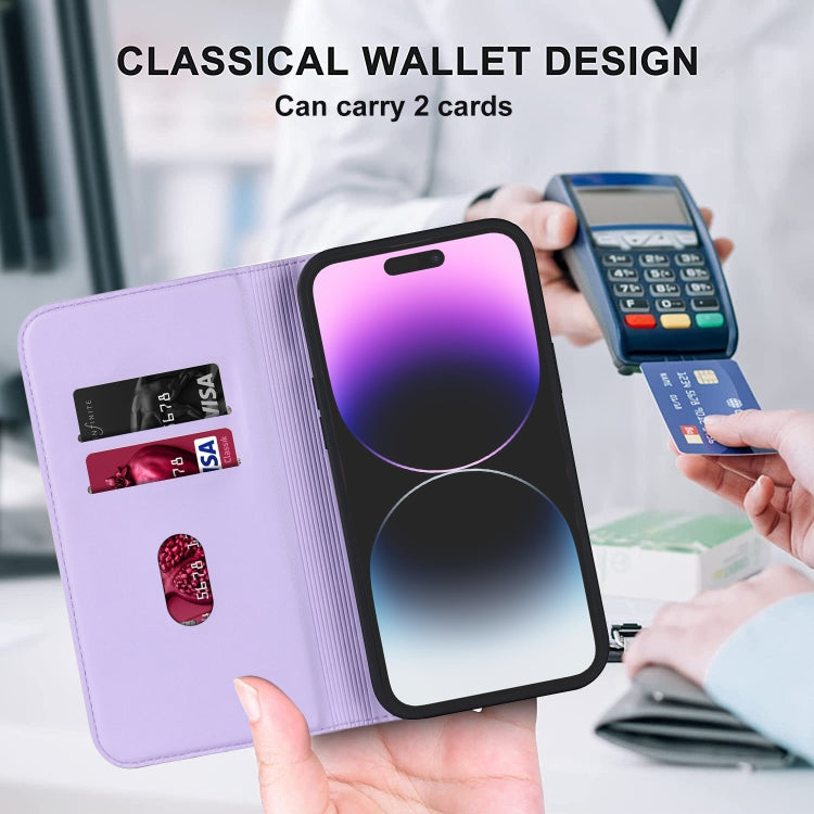 For iPhone 14 Pro Rhombic MagSafe RFID Anti-Theft Wallet Leather Phone Case(Purple) by bashfashion