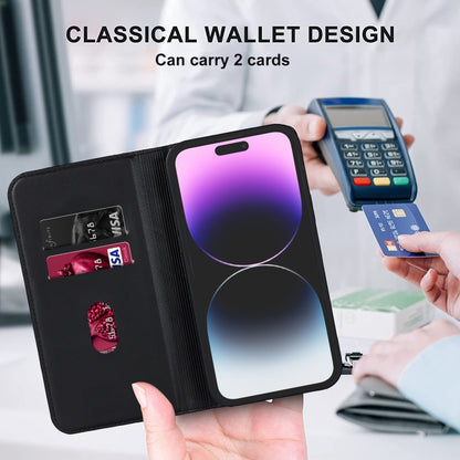 For iPhone 14 Pro Max Rhombic MagSafe RFID Anti-Theft Wallet Leather Phone Case(Black) by bashfashion