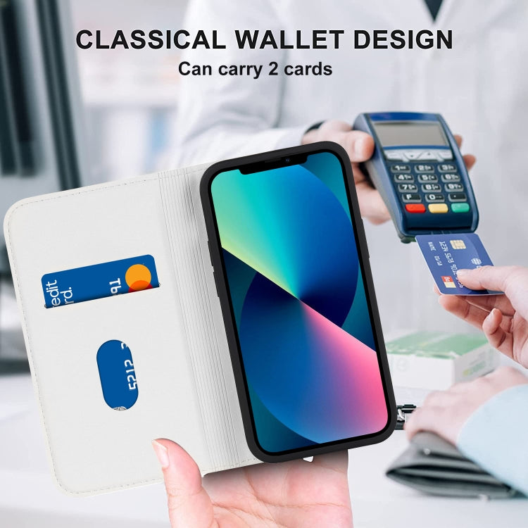 For iPhone 13 Rhombic MagSafe RFID Anti-Theft Wallet Leather Phone Case(White) by bashfashion