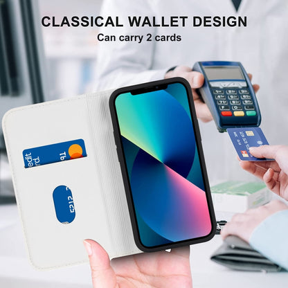 For iPhone 13 Rhombic MagSafe RFID Anti-Theft Wallet Leather Phone Case(White) by bashfashion