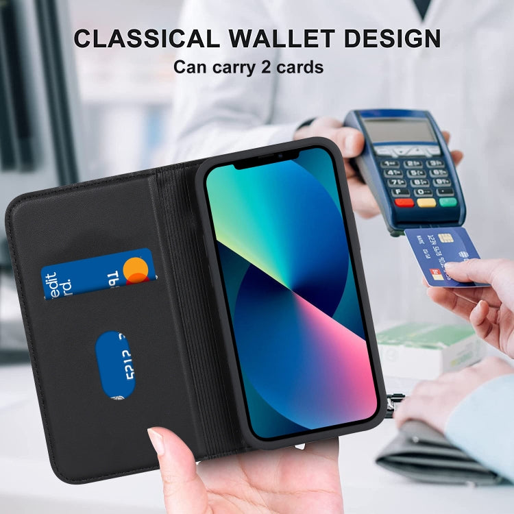 For iPhone 13 Rhombic MagSafe RFID Anti-Theft Wallet Leather Phone Case(Black) by bashfashion