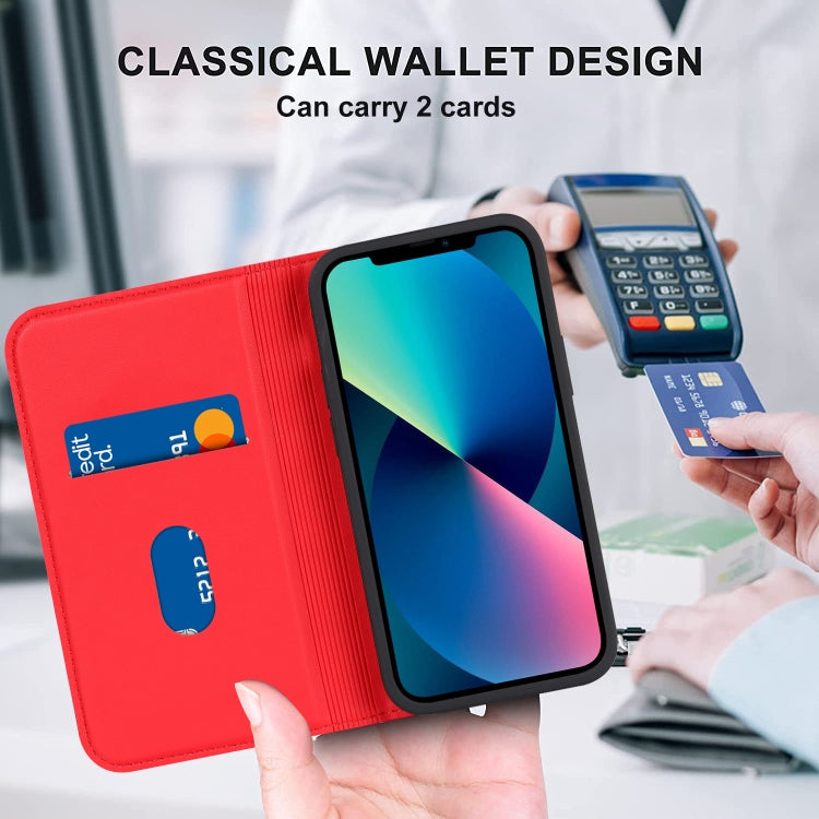 For iPhone 13 Rhombic MagSafe RFID Anti-Theft Wallet Leather Phone Case(Red) by bashfashion