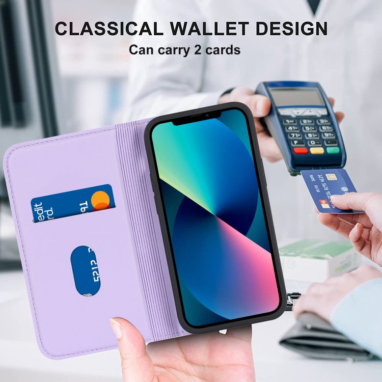 For iPhone 13 Rhombic MagSafe RFID Anti-Theft Wallet Leather Phone Case(Purple) by bashfashion