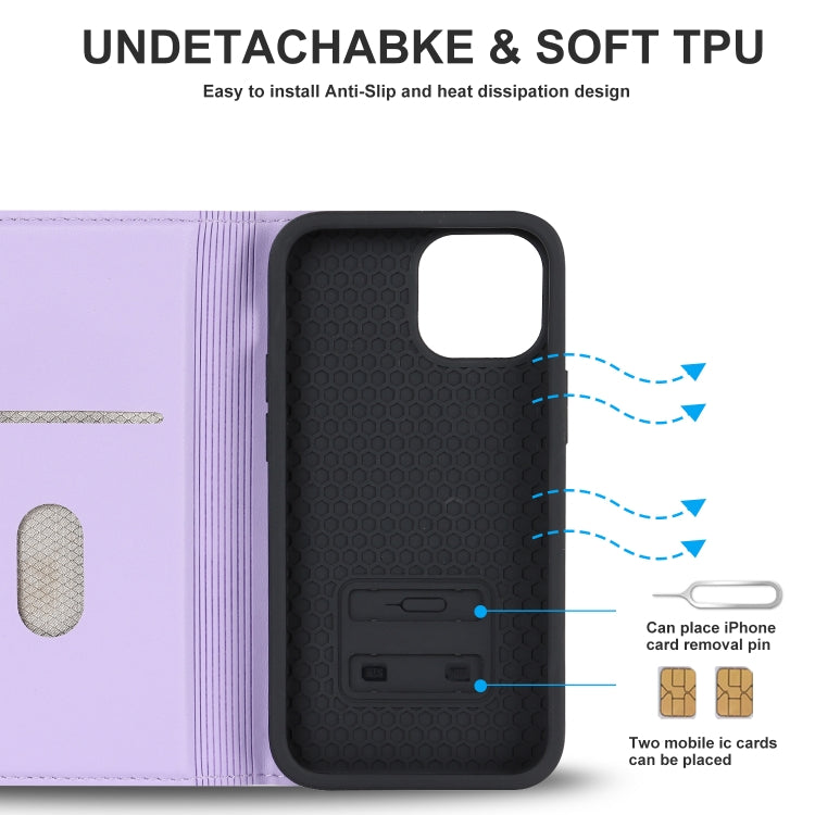 For iPhone 13 Rhombic MagSafe RFID Anti-Theft Wallet Leather Phone Case(Purple) by bashfashion