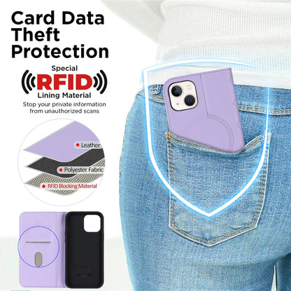 For iPhone 13 Rhombic MagSafe RFID Anti-Theft Wallet Leather Phone Case(Purple) by bashfashion