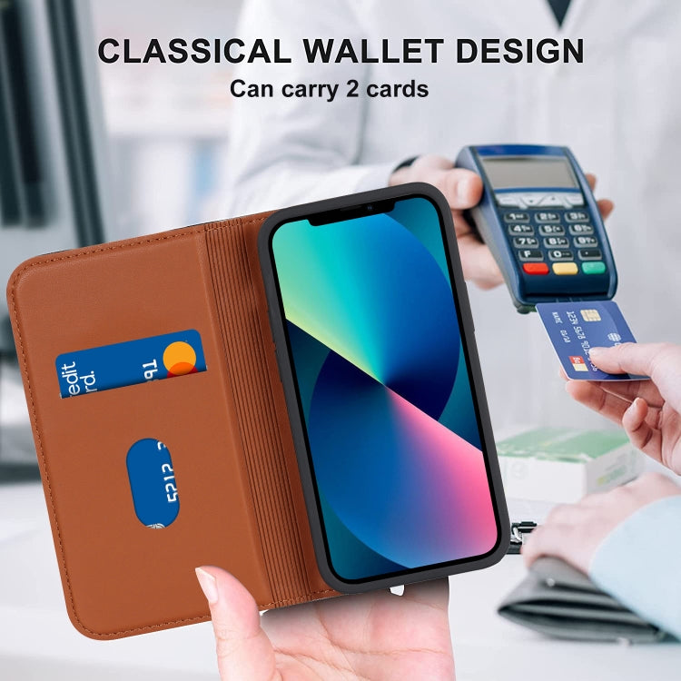 For iPhone 13 Rhombic MagSafe RFID Anti-Theft Wallet Leather Phone Case(Brown) by bashfashion