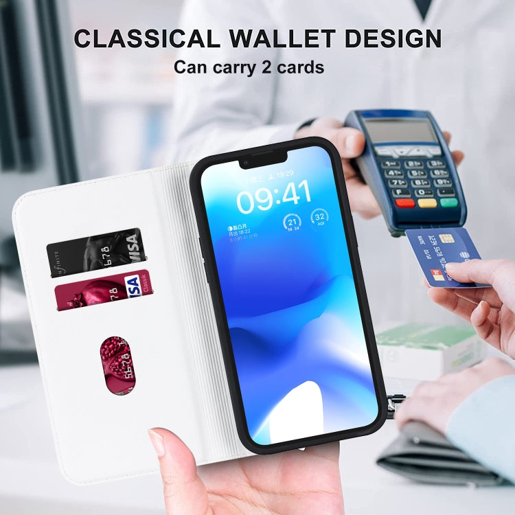 For iPhone 13 Pro Rhombic MagSafe RFID Anti-Theft Wallet Leather Phone Case(White) by bashfashion