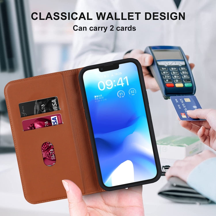 For iPhone 13 Pro Rhombic MagSafe RFID Anti-Theft Wallet Leather Phone Case(Brown) by bashfashion