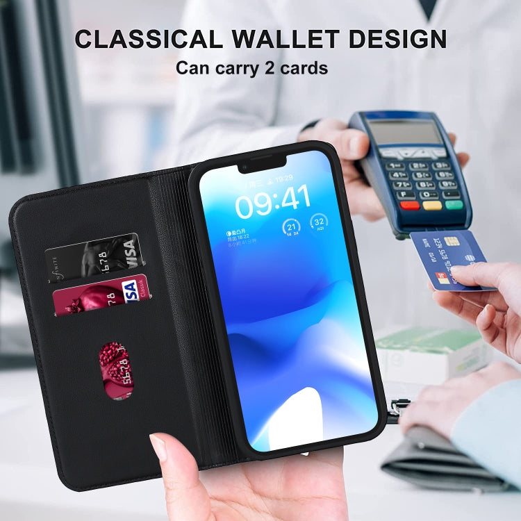 For iPhone 13 Pro Max Rhombic MagSafe RFID Anti-Theft Wallet Leather Phone Case(Black) by bashfashion
