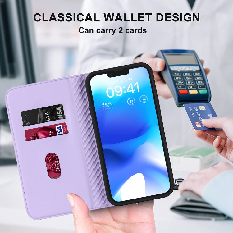 For iPhone 13 Pro Max Rhombic MagSafe RFID Anti-Theft Wallet Leather Phone Case(Purple) by bashfashion
