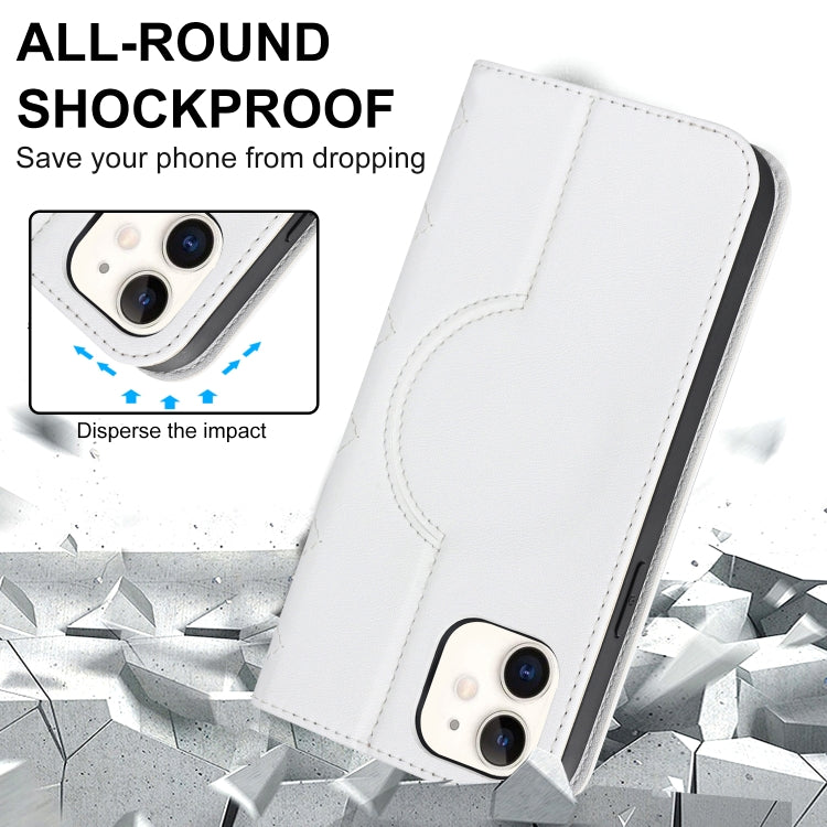 For iPhone 12 mini Rhombic MagSafe RFID Anti-Theft Wallet Leather Phone Case(White) by bashfashion