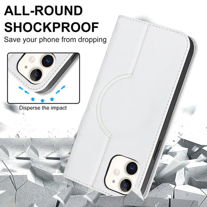 For iPhone 12 mini Rhombic MagSafe RFID Anti-Theft Wallet Leather Phone Case(White) by bashfashion