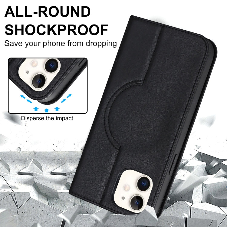 For iPhone 12 mini Rhombic MagSafe RFID Anti-Theft Wallet Leather Phone Case(Black) by bashfashion