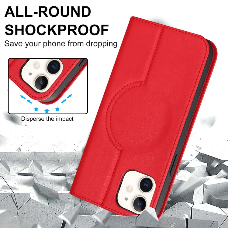 For iPhone 12 mini Rhombic MagSafe RFID Anti-Theft Wallet Leather Phone Case(Red) by bashfashion