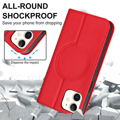 For iPhone 12 mini Rhombic MagSafe RFID Anti-Theft Wallet Leather Phone Case(Red) by bashfashion