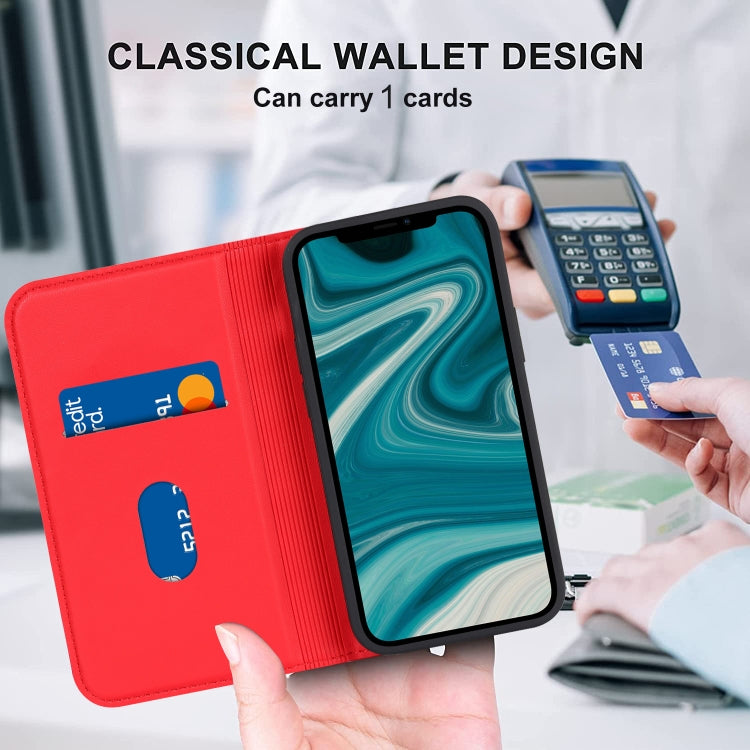 For iPhone 12 mini Rhombic MagSafe RFID Anti-Theft Wallet Leather Phone Case(Red) by bashfashion