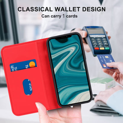 For iPhone 12 mini Rhombic MagSafe RFID Anti-Theft Wallet Leather Phone Case(Red) by bashfashion