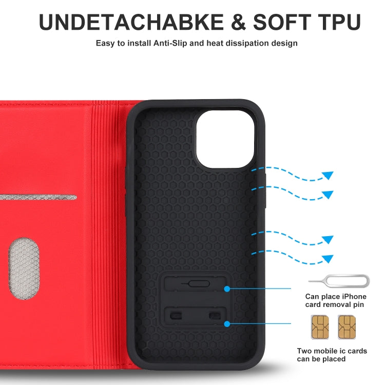For iPhone 12 mini Rhombic MagSafe RFID Anti-Theft Wallet Leather Phone Case(Red) by bashfashion
