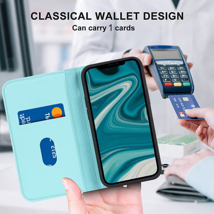 For iPhone 12 mini Rhombic MagSafe RFID Anti-Theft Wallet Leather Phone Case(Sky Blue) by bashfashion